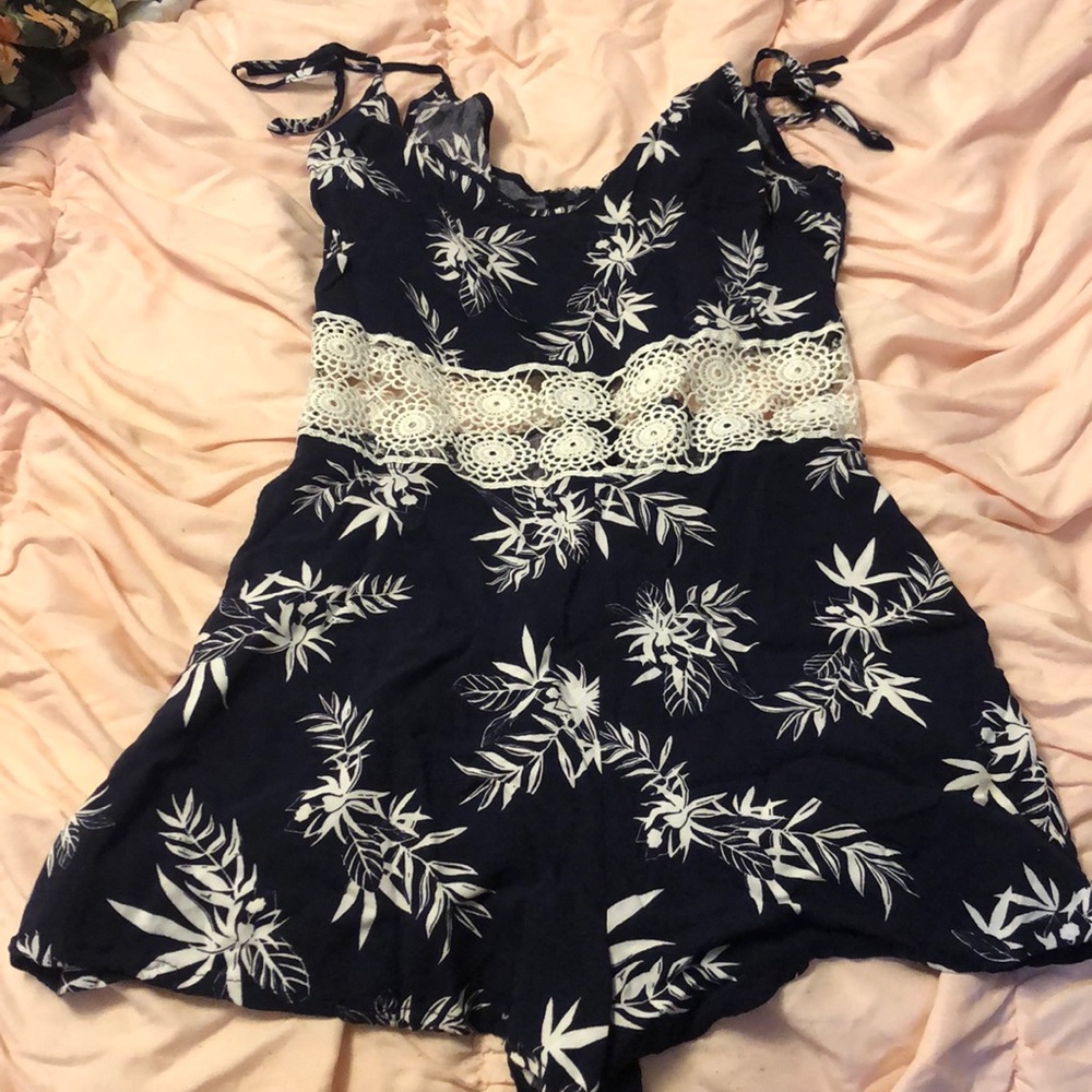 Blue floral romper